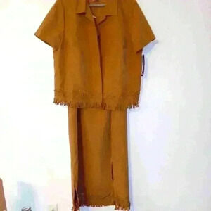 Women's 2 piece Sleeveless Dress Ensemble by Jessica Howard Fringed Feau…